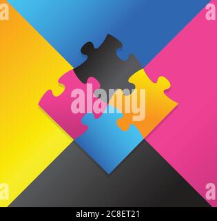 Illustration de puzzle couleur sur fond multicolore Illustration de Vecteur