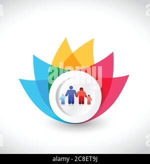 Motif d'illustration de fleurs de la famille de couleurs sur fond blanc Illustration de Vecteur