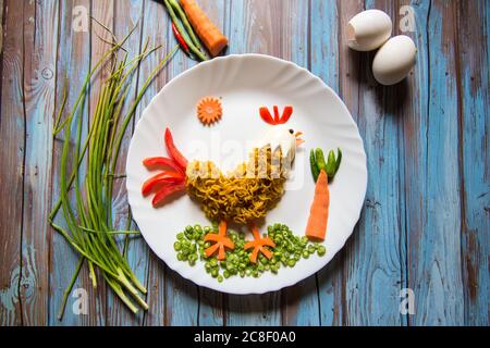 Cuisine art vue de dessus comme petit déjeuner ou en-cas sur un fond Banque D'Images