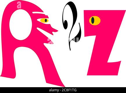 Symbole alphabétique de a à Z présenté avec style de dessin animé dans la couleur rose illustration de fond d'art Illustration de Vecteur