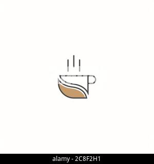 Logo du café. Symbole d'icône moderne Monochrome Monochrome Monochrome ligne symbole de minimalisme pour le café. Illustration de Vecteur