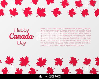 Joyeux arrière-plan de la fête du Canada avec des feuilles d'érable coupées en papier. Illustration de Vecteur