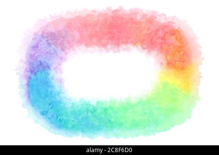 cadre arc-en-ciel coloré abstrait sur fond naturel aquarelle peinture à la main texture d'été Banque D'Images
