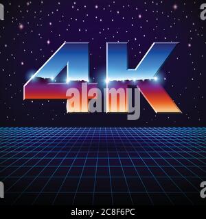 Format 4k Ultra HD avec logo lettres chrome brillant Illustration de Vecteur
