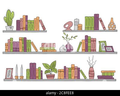 Les étagères définissent le schéma d'illustration de couleur isolée graphique Illustration de Vecteur