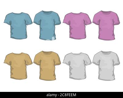 T-shirt graphique couleur isolée esquisse ensemble vecteur d'illustration Illustration de Vecteur