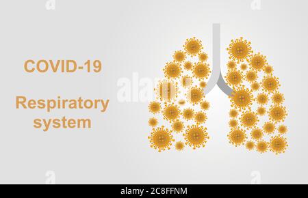 Coronavirus effet sur le système respiratoire humain et les poumons, espace de copie, conception de bannière coronavirus avec poumons et système respiratoire infectés. Illustration de Vecteur