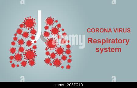 Coronavirus effet sur le système respiratoire humain et les poumons, espace de copie, conception de bannière coronavirus avec poumons et système respiratoire infectés. Illustration de Vecteur