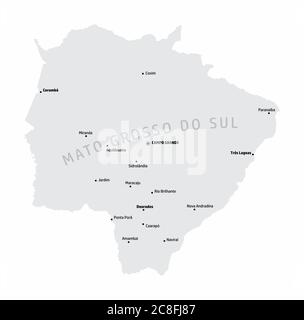 Carte de l'État du Mato Grosso do Sul Illustration de Vecteur