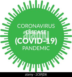 Icône du vecteur du coronavirus. Elément graphique . Icône de cellule avec texte. Icône de signe de virus Corona. Pneumonie. COVID-19 NCOV-2019 abréviation du virus Corona. Illustration de Vecteur