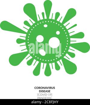 Illustration moderne de la conception à plat du vecteur avec concept de cellule de coronavirus vert. Illustration de Vecteur