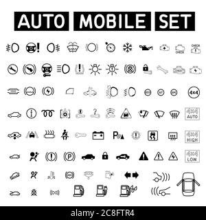 ensemble de symboles de la voiture noire Illustration de Vecteur