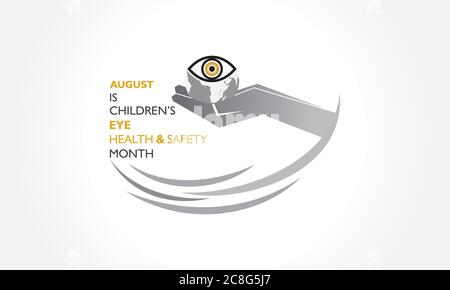 Illustration vectorielle du mois de la santé et de la sécurité des yeux des enfants observé en août Illustration de Vecteur