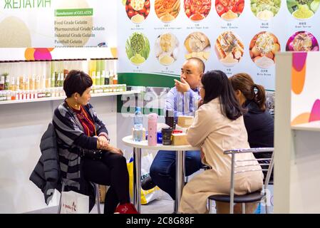 RUSSIE, MOSCOU - 20 février 2019 : ingrédients alimentaires déshydratés. Les sociétés de production et de produits à l'exposition "Ingrédients alimentaires" à Crocus Expo Banque D'Images