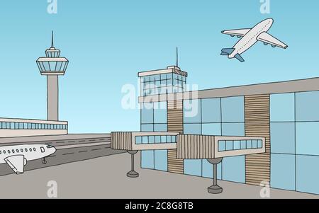 Motif AirPort couleur extérieur croquis vecteur d'illustration Illustration de Vecteur