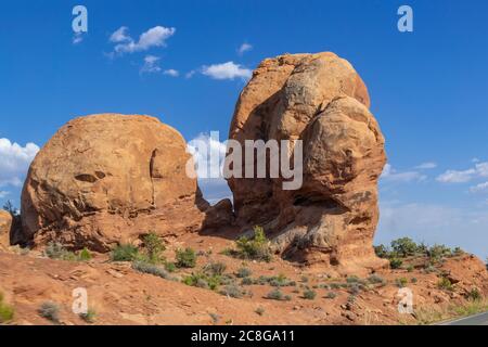 Formation de roches dans le parc national d'Arches, États-Unis Banque D'Images