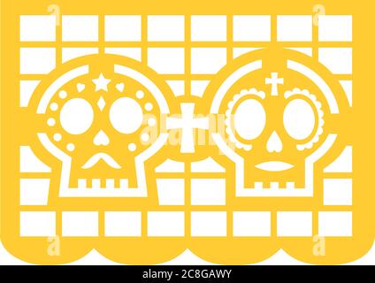Paper picado mexicain pour la décoration du jour des morts Illustration de Vecteur