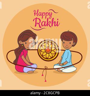 Happy Raksha Bandhan, Rakhi, frère et sœur amour affiche de salutation, carte, illustration vectorielle Illustration de Vecteur