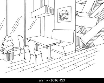 Motif intérieur Cafe noir blanc dessin vectoriel Illustration de Vecteur