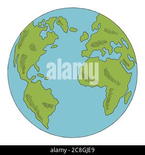 Globe Earth Graphic couleur isolé esquisse vecteur d'illustration Illustration de Vecteur