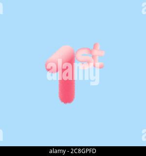 Numéro 1er effet 3D réaliste fourrure. Illustration vectorielle pour votre collection de numéros en forme de fourrure 3D First Realistic anniversaire, anniversaire, Christm Illustration de Vecteur