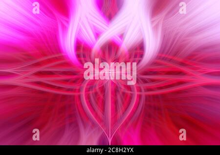 Beaux abstraits entrelacés fibres 3d formant une forme de flamme ou de fleur. Couleurs rose, rouge et violet. Illustration. Banque D'Images