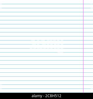 Feuille vierge de texture pour carnet scolaire. Livre d'exercices sur papier vectoriel en ligne. Feuille de bloc-notes réglée Illustration de Vecteur