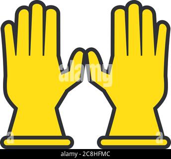 gants en caoutchouc style ligne et bourre icon vector illustration Illustration de Vecteur