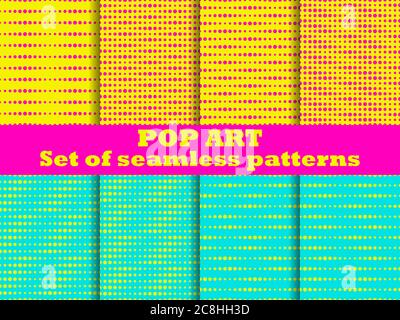 Ensemble de motifs à pois et motif Pop Art sans couture. expérience pop art années 1960 pour les articles promotionnels, le papier d'emballage et l'impression. Illustration vectorielle Illustration de Vecteur