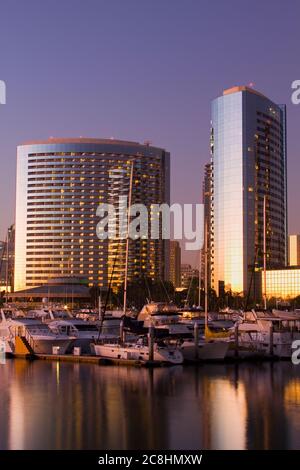 Marriott Hotel & Embarcadero Marina, San Diego, Californie, États-Unis Banque D'Images