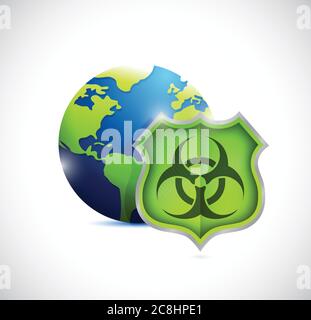 Motif de protection de globe et de bouclier sur blanc Illustration de Vecteur