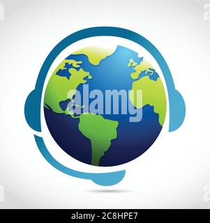 Globe avec illustration casque sur fond blanc Illustration de Vecteur