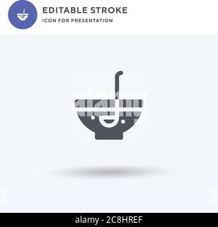 Symbole de bol à punch, affiche plate remplie, pictogramme solide isolé sur blanc, illustration du logo. Icône de la coupe à poinçonner pour la présentation. Illustration de Vecteur