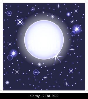 illustration vectorielle d'une lune sur un ciel nocturne avec des étoiles Illustration de Vecteur