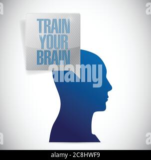 Entraînez votre cerveau à concevoir des illustrations sur fond blanc Illustration de Vecteur
