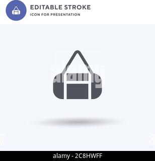 Vecteur d'icône de sac de sport, affiche plate remplie, pictogramme solide isolé sur blanc, illustration du logo. Icône de sac de sport pour la présentation. Illustration de Vecteur
