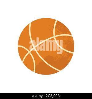 Ballon de basket-ball. Illustration vectorielle avec texture en forme de plan isolée sur un fond blanc. Vecteur icône basket-ball. Symbole de boule de panier Illustration de Vecteur