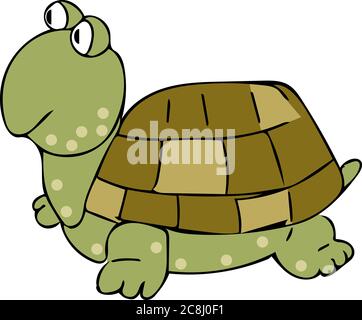 Illustration du personnage de dessin animé de tortue à motif Art plat Banque D'Images