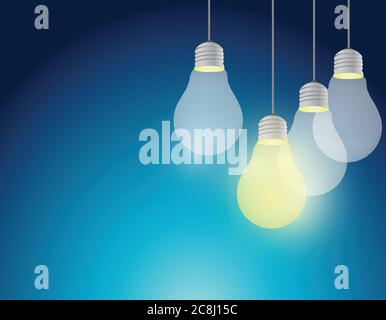 Illustration de l'idée d'ampoule sur fond bleu Illustration de Vecteur