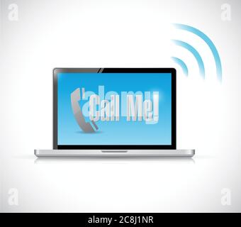 Appelez-moi un message sur un ordinateur. Illustration sur fond blanc Illustration de Vecteur