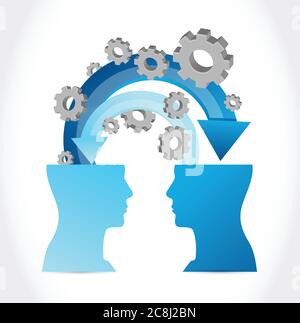 Illustration de flèches de transfert de téléphone et d'engrenages sur fond blanc Illustration de Vecteur