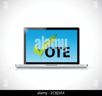 Votez en ligne le concept d'illustration de l'ordinateur sur un fond blanc Illustration de Vecteur