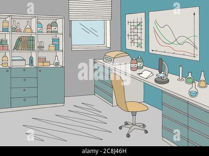 Illustration vectorielle de l'intérieur de l'esquisse graphique de laboratoire Illustration de Vecteur