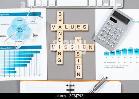 Concept de valeur de la marque avec des mots de cubes Banque D'Images