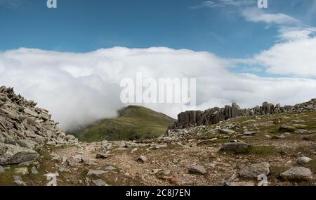 Vue depuis Glyder Fach, Snowdonia, pays de Galles, Royaume-Uni Banque D'Images