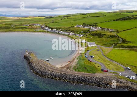 Vue aérienne de Port Logan, Dumfries & Galloway, Écosse. . Banque D'Images