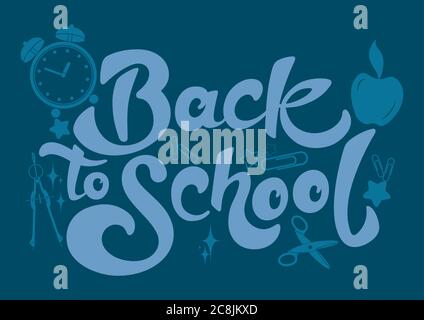 Rentrée des classes. Belle affiche de carte de voeux avec texte de calligraphie. Lettres calligraphiques dessinées à la main, éléments de conception. Idéal pour les cartes de vœux. Ed Illustration de Vecteur