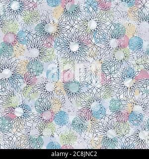Motif géométrique « Happy Geo » sans coutures bleu marine et blanc Banque D'Images