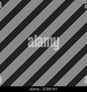 Fond noir et blanc à rayures diagonales sans couture adapté aux textiles et aux motifs de mode Banque D'Images
