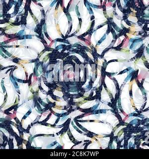 Motif géométrique « Happy Geo » sans coutures bleu marine et blanc Banque D'Images